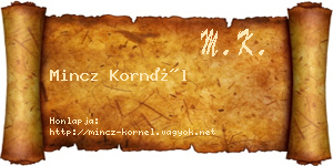 Mincz Kornél névjegykártya